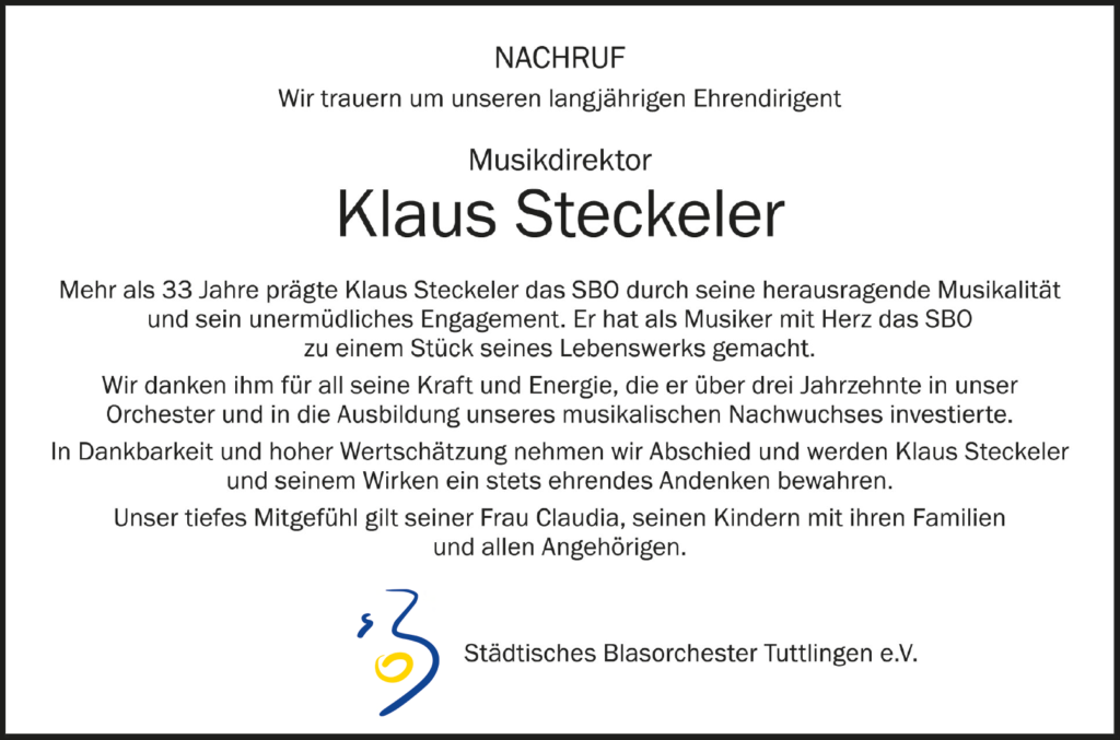 Nachruf Klaus Steckeler